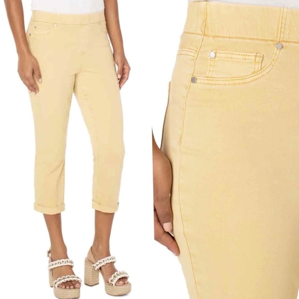 Liverpool Chloe Crop‎ Slim Pull On Pants Mustard Gold Yellow Size 4/27 LM7859L12